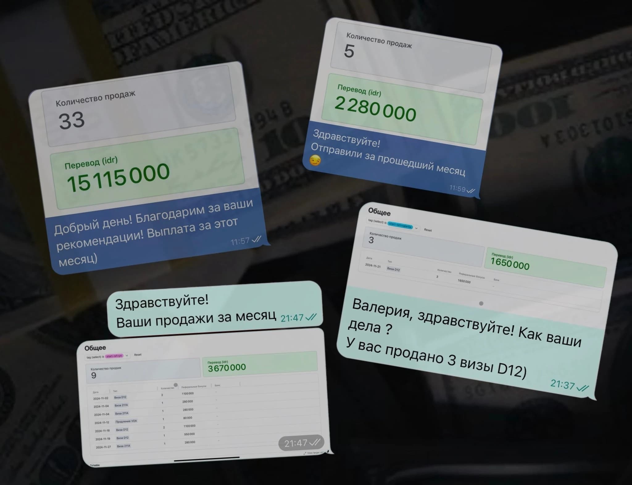 Отчёты и выплаты амбассадорам Butler Visa